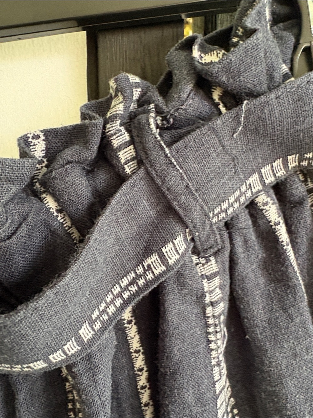 Navy Striped Paperbag Waist Pants - Picture 4 of 4